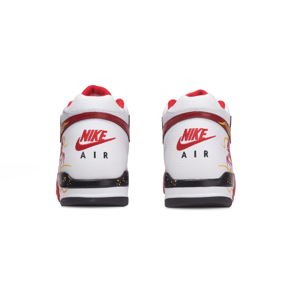 Nike Flight Legacy Stirrups And Career Success Cushioning Mid top Vintage Basketball Shoes Men's Red White BQ4212-100(Team767-)