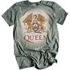Top Feminino Vintage QUEEN Banda Rain Estampa Curta Gola Redonda Manga Curta