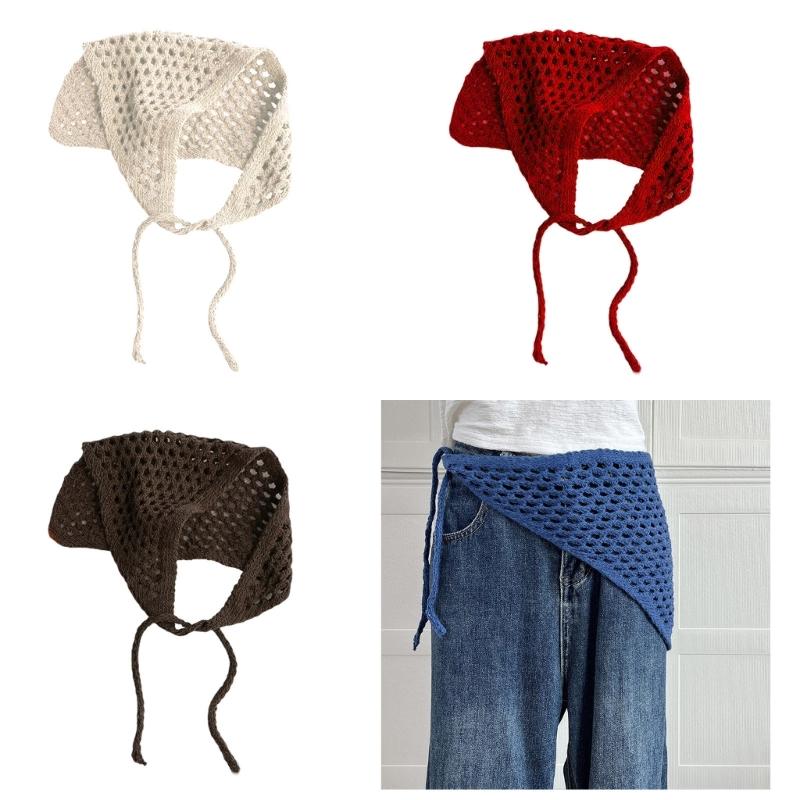 Hollowout Design Head Scarf Multiuse Head Wrap Bandana Crochet Hip Scarf For Women Girl Daily Use and Travel Dressingup