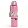 1PC Multi Pastel Heart Choose Happy Print 750ml Color Plastic Sports Water Bottle Leakproof Flip Straw Lid Suitable for Sports Office Home Use