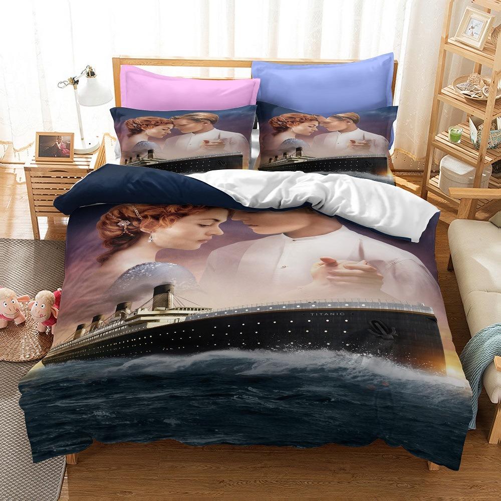 Titanic Ship Ocean Bedding Set 3D Printing Children Duvet Cover Pillowcase Boys Girls Bedroom Double Queen King Quilt Bed Set