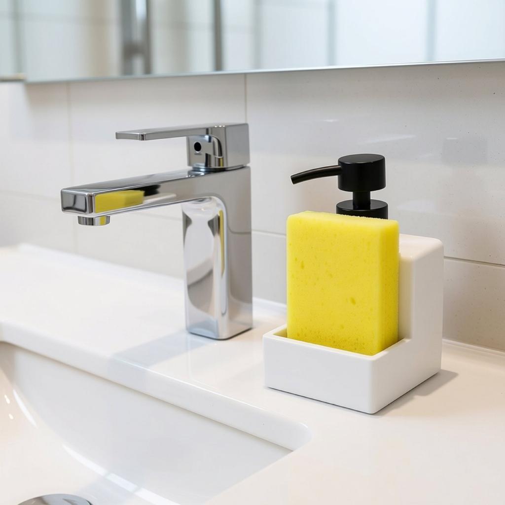 Large Capacity Soap Dispenser with Sponge Holder Countertop Liquid Pump Bottle for Hand Soap, Dish Soap & Lotions