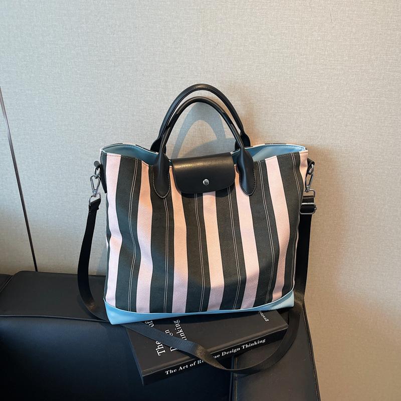 

Вместительная нишевая полосатая сумка-тоут женская сумка премиум-класса летняя универсальная сумка-мессенджер чёрный