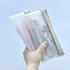 1pcs Transparent Frosted Cosmetic Bag Women Makeup Bag Travel Bathing Wash Pouch Toiletries Organizer Student Stationery Storage Bags