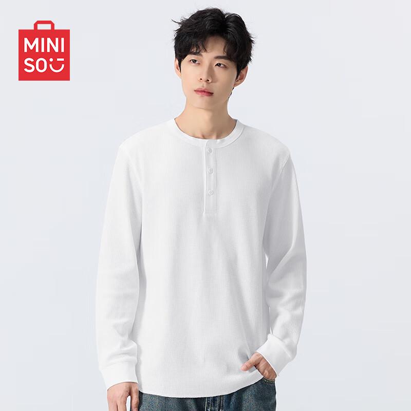 MINISO Men s Waffle Knit Henley Long-Sleeve T-Shirt XL