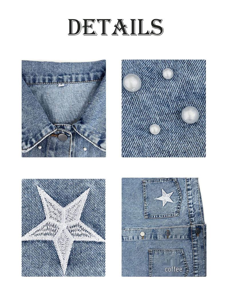 Beaded Embroidered Ripped Denim Jacket - European & American Style, Loose Women's Coat