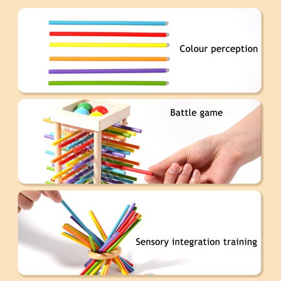 1 Set Wooden Stick Tower Dice Game Fine Motor Focus Training Colorful Stick Counting Math Educational Board Game Toddlers Boys Girls Gift