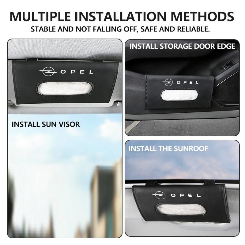 For Opel CorsaLeather Car Sunshade Tissue Box Paper Towel Hanging Bag Interior For Opel ADAM ASTRA J K CORSA E INSIGNIA MOKKA VIVA Meriva