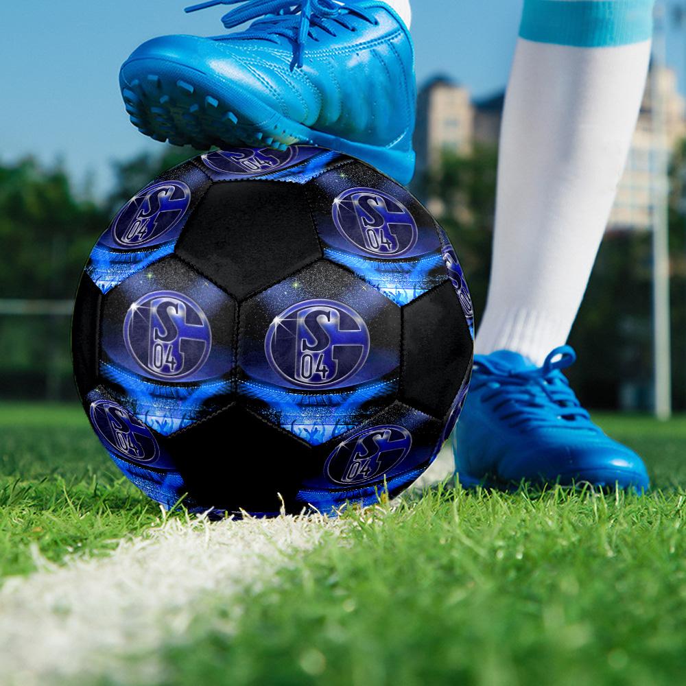 Pallone da Calcetto FC Schalke 04 Colorato Per Tutte le Età Misura 5 Cucito a Macchina PVC Pronto per la Competizione Resistente Alta Rimbalzo