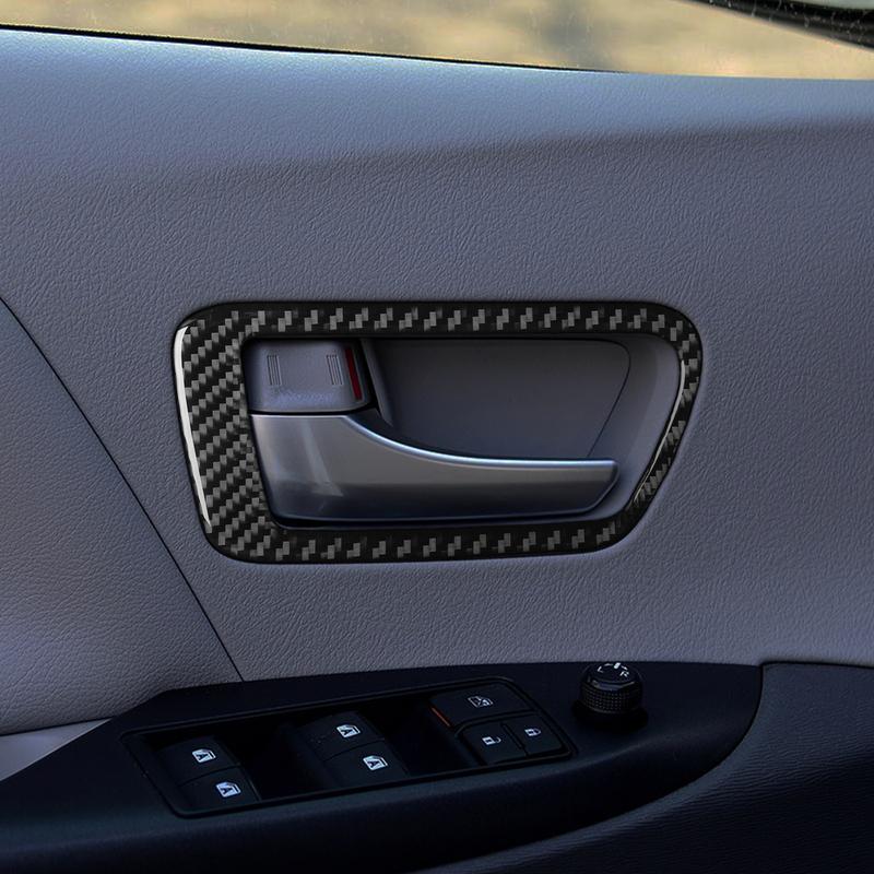 For Toyota Sienna 2015- Real Carbon Fiber Stickers Door Switch Handle Panel Trim Frames Car Accessories Interior Decorative