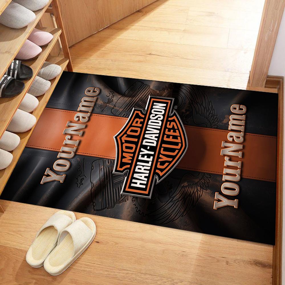 Harley-davidson Motorcycles Personalized Name Floor Rug Office Rug Perfect for Game Room Outdoor Kitchen Study room Antislip Carpet Decorate Offices