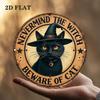 Vintage Cat Witch Metal Sign Black Cat Round Wall Decor for Home Office