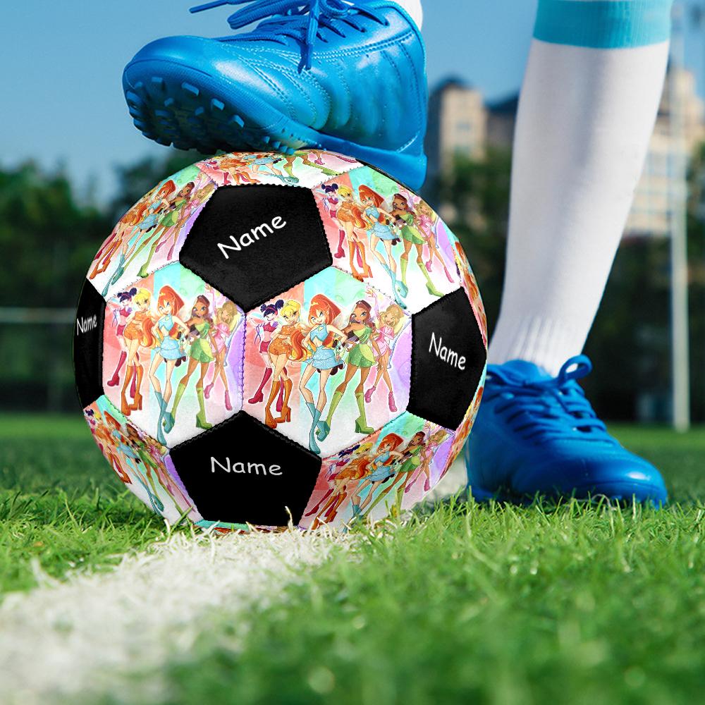Custom Name Winx Club Theme Size 5 Soccer Ball, Suitable for Both Indoor and Outdoor Matches, a Gift Suitable for Everyone.