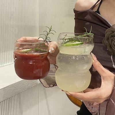 Glass Water Cup Decorative Drinkware Cold Coffee Cups Coffee Mugs Cocktail Drinkware Desk Aesthetic Cups Office Table Accessorie