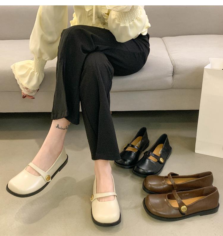 Fashion IPPEUM Mary Janes Shoes For Women Ballet Flats Pu Leather Black Loafers Lolita Shoes Round Toe zapatos de mujer