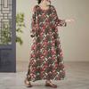Printed Loose Thin Long Dress Large Size Long-sleeved Middle-aged and Elderly Dresses