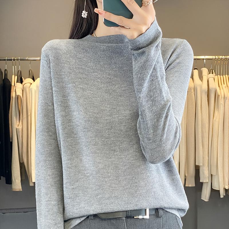 Dámský celoroční svetr z 50% vlny a 50% hedvábí | Lehký teplý pulovr z příze | Luxusní úplet z kašmírového hedvábí