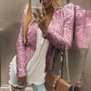 Women Fashion Long Sleeve Crop Top Blazer Casual Open Front Sequin Bolero Shrug Coat Female Jacket Cardigan O-Neck Ladies Evening Party Outerwear