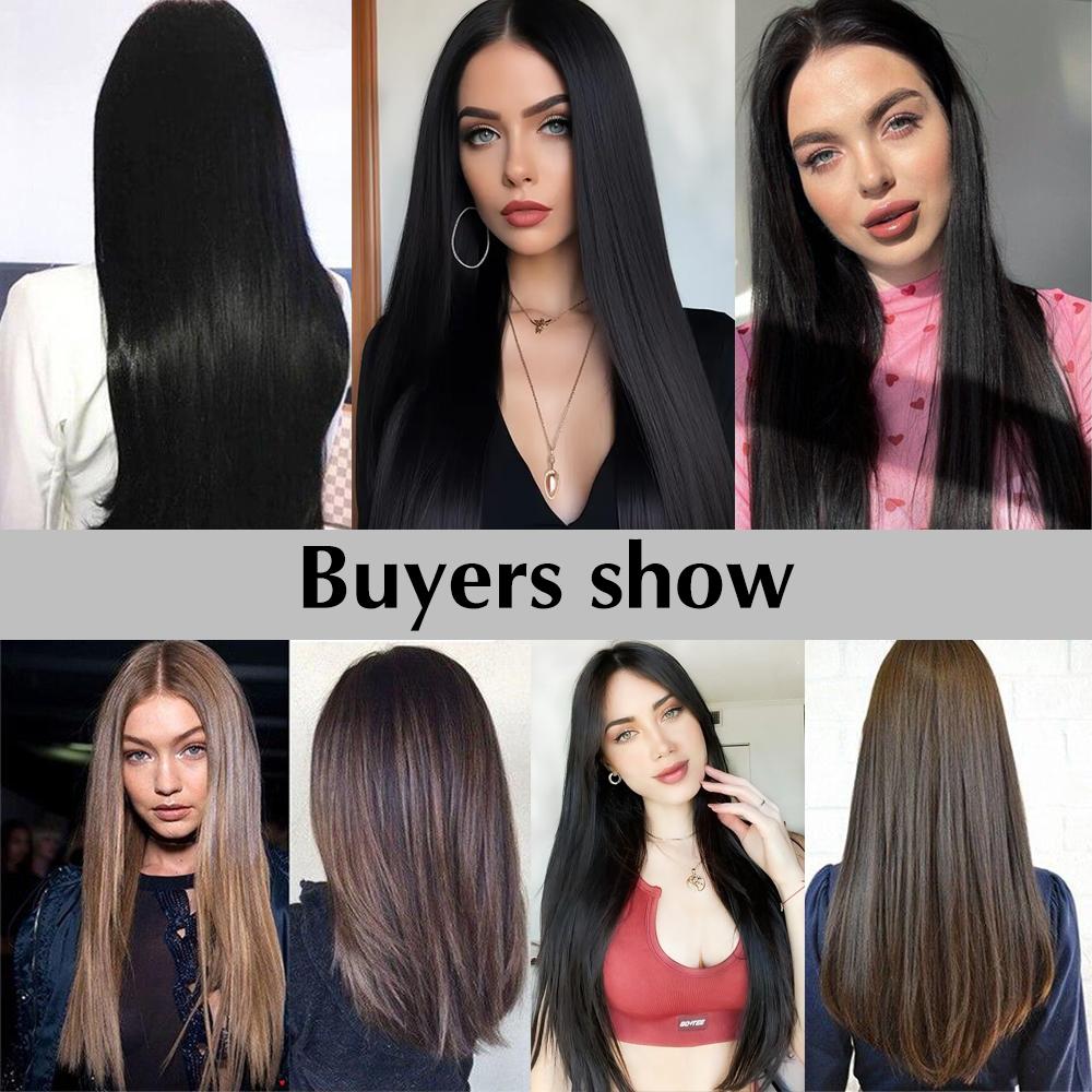 5Clips In Hair Synthetic Long Straight Hair Extensions Natural Hairpiece For Women Cosplay Party Wear