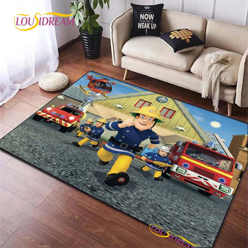 British Classic Animated Fireman Sam Carpet for Living Room Bedroom Area Rugs Kitchen Door Kids un-slip floor Mats birthday gift