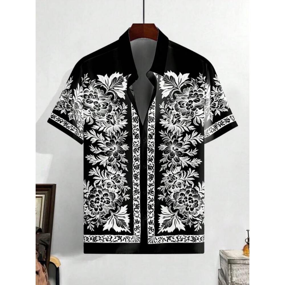 

Flower Pattern Print Men s Shirts Hawaii Short Sleeve Top Fashion Streetwear Casual Outdoor Men s and Women s Clothing Blouse S
