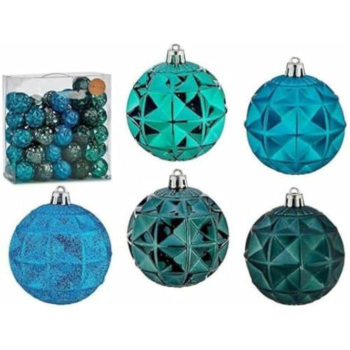 Boules de Noël - Lot de 4 - Turquoise - 7 cm - Décoration de fête