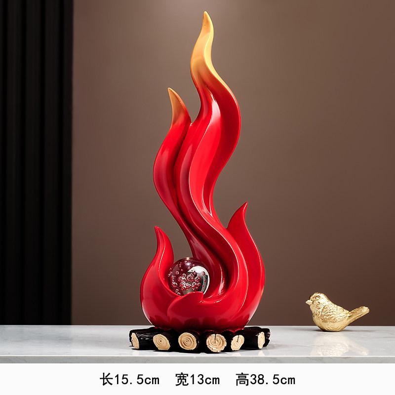 

Fortune Flame Sculpture, Modern Metal Fire Decor for TV Console & Entryway - Handcrafted Wealth Attracting Centerpiece