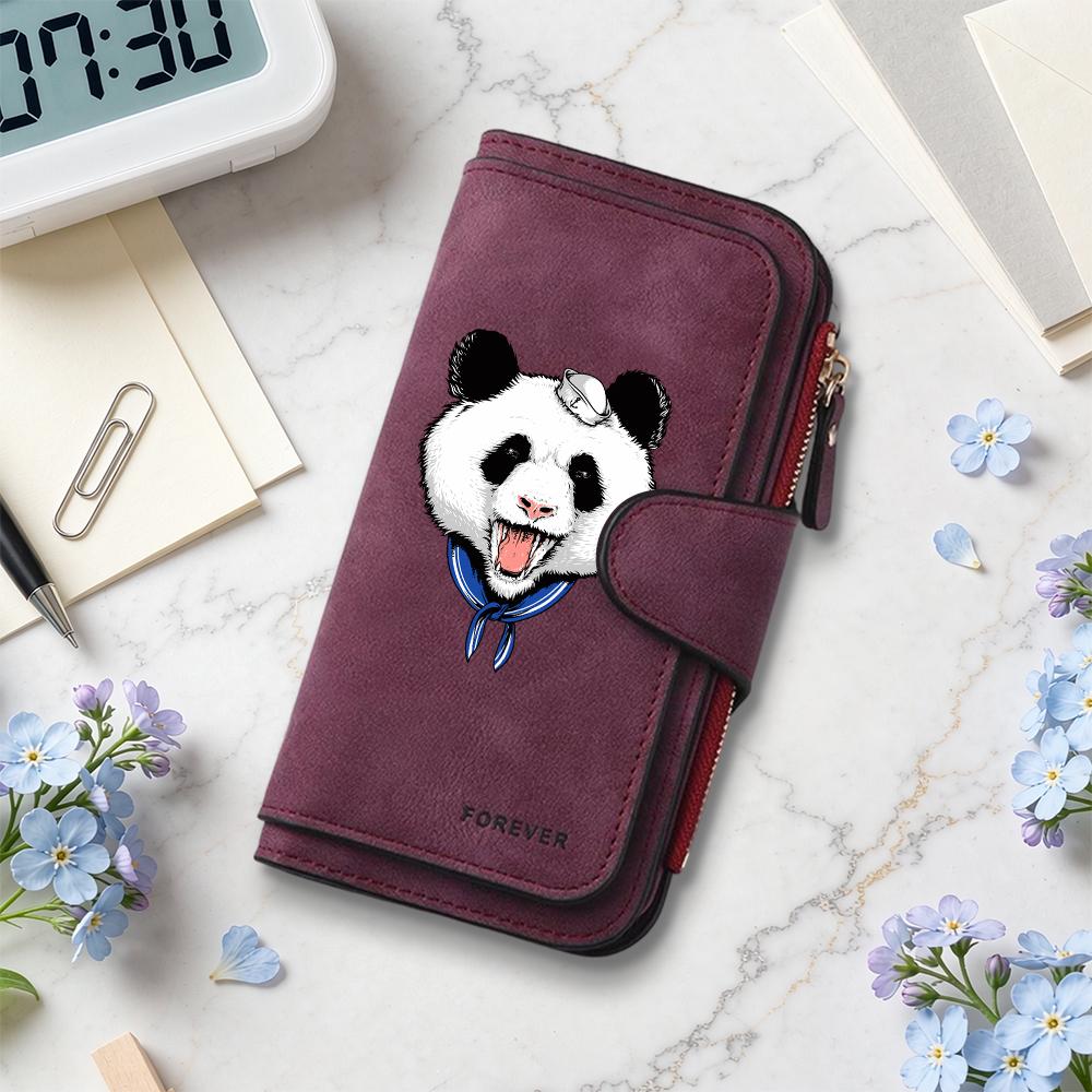 Cute Panda Print Long Wallet Fashion Multi Slot Portable Card Holder Casual Purse