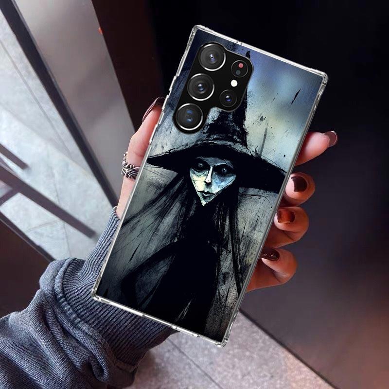 Halloween Moon Witch Horror Phone Case For Samsung Galaxy S23 S24 S25 Edge S26 Ultra S22 + S21 Plus S20 FE Cover Silicone Print