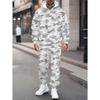 Fashion Casual Autumn Winter Men'S Set Camouflage 3D Print Long Sleeve Hooded Sweatshirt And Pants Two Piece Set Military Streetwear Style Suitable