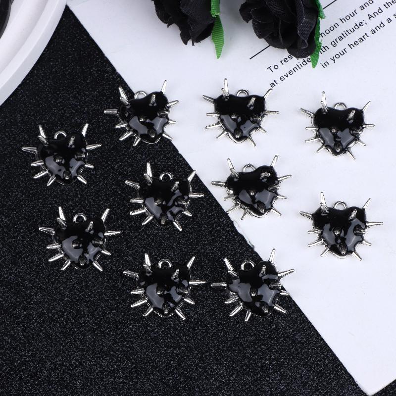 

10 шт. Готические Шармы Сердце с Шипами Панк Ожерелье Серьги DIY Аксессуары Для Изготовления Украшений Рукоделия чёрный