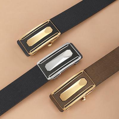 Men's Genuine Leather Belt Toothless Automatic Buckle Leather Belt Business Casual Young and Middle Aged Belt Men