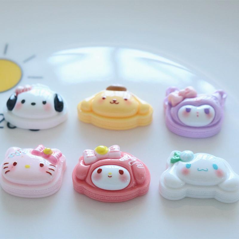 10Pcs Kawai Bright Surface Sandwich Biscuit Animal Series Resin Flat Back Scrapbook Figurine Diy Bow Decor Accessories Crafts A9