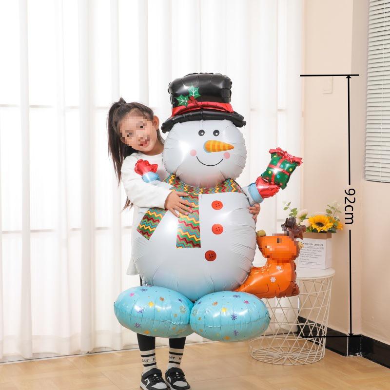 Santa Claus Christmas Decoration Balloons with Sticks and Small Gift Headbands for Kindergarten and Mall Scenes