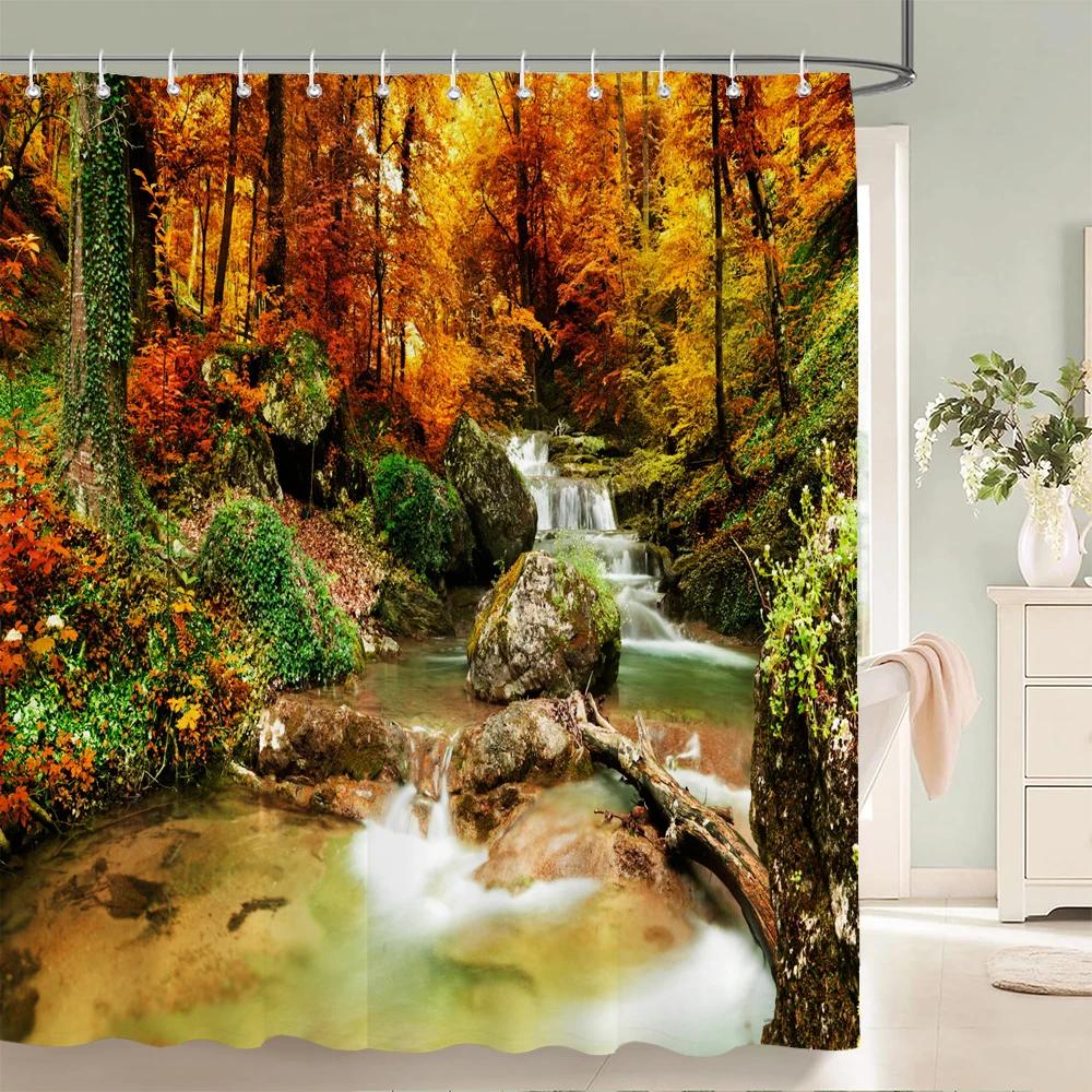 3D tropical rainforest forest landscape printed shower curtain with hook bathroom waterproof polyester bath curtain home decor