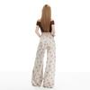 Spring Summer Small Horse Embroidery High Waist Slim Loose Wide Leg Trendy Denim Long Trousers Female Casual Pants Oversize Denim Trousers