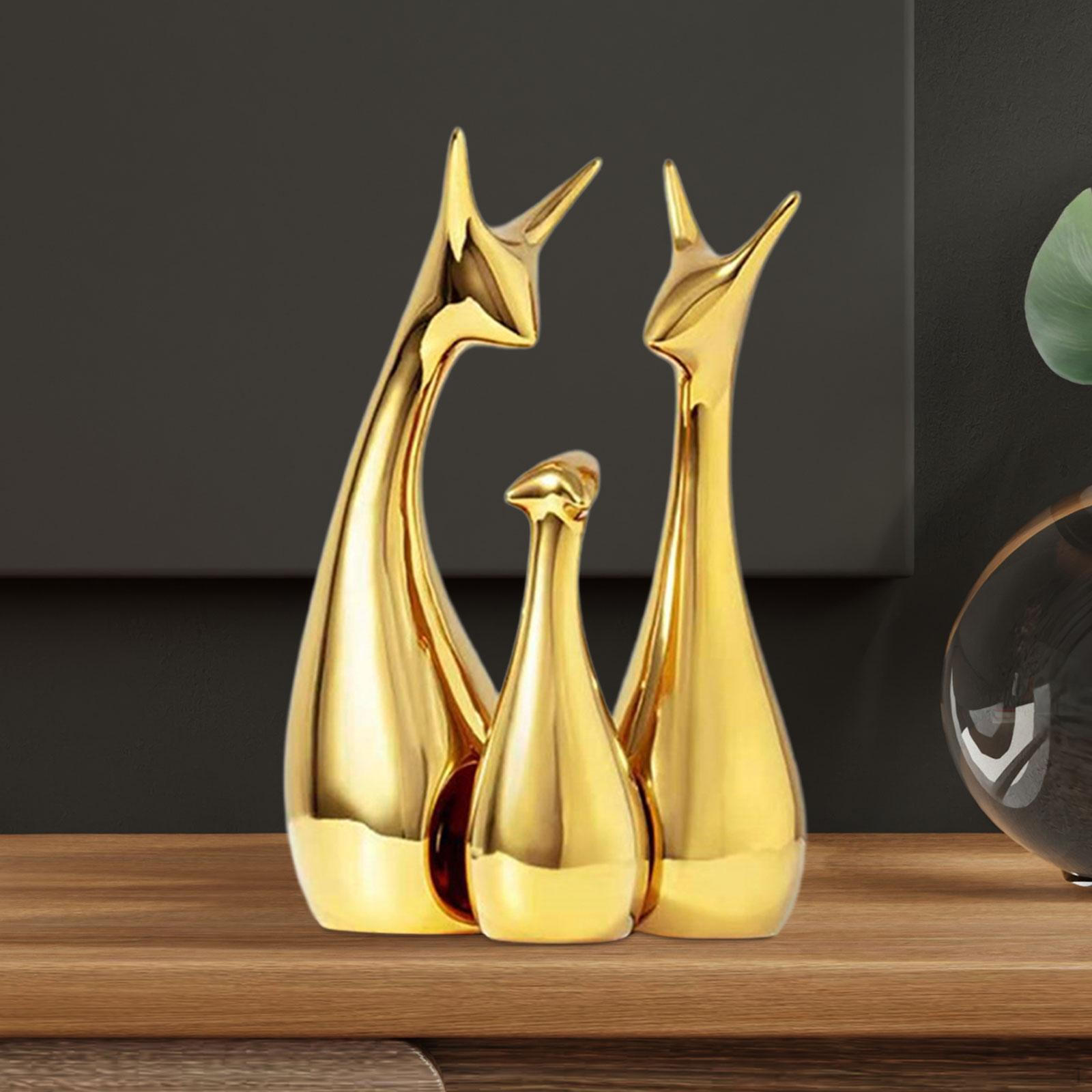 Ceramic Deer Family Figurines for Home And Office Decor 3Pcs Aureate