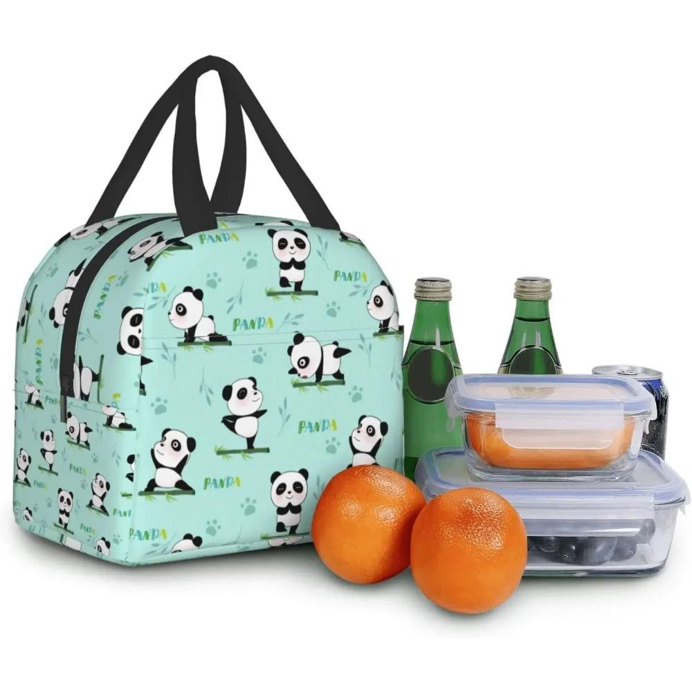 Yoga Pandas Insulated Lunch Bag Reusable Cooler Tote with Zipper Use for Women Kids Camping Hiking Picnic Beach Travel Work
