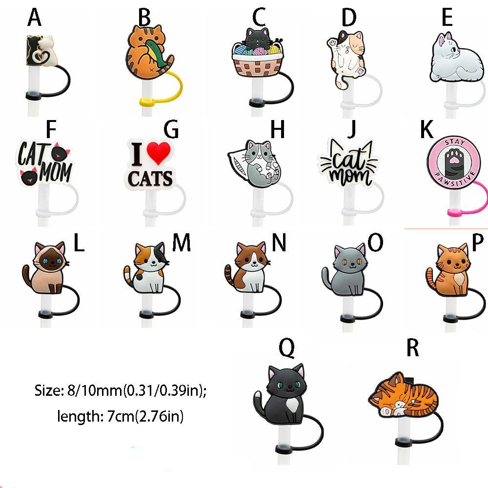 Silicone Straw Topper 8/10mm Straw Tips Cat Series Straw Cover Cap  Splash Proof