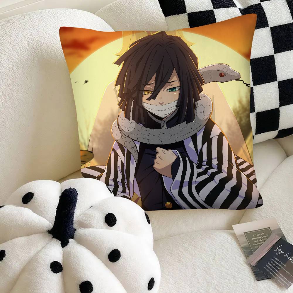 Anime Demon Slayer Obanai Iguro Kissenbezug Mode Quadratischer Kissenbezug Schlafzimmer Sofa Raum Ins Dekoration Freizeit