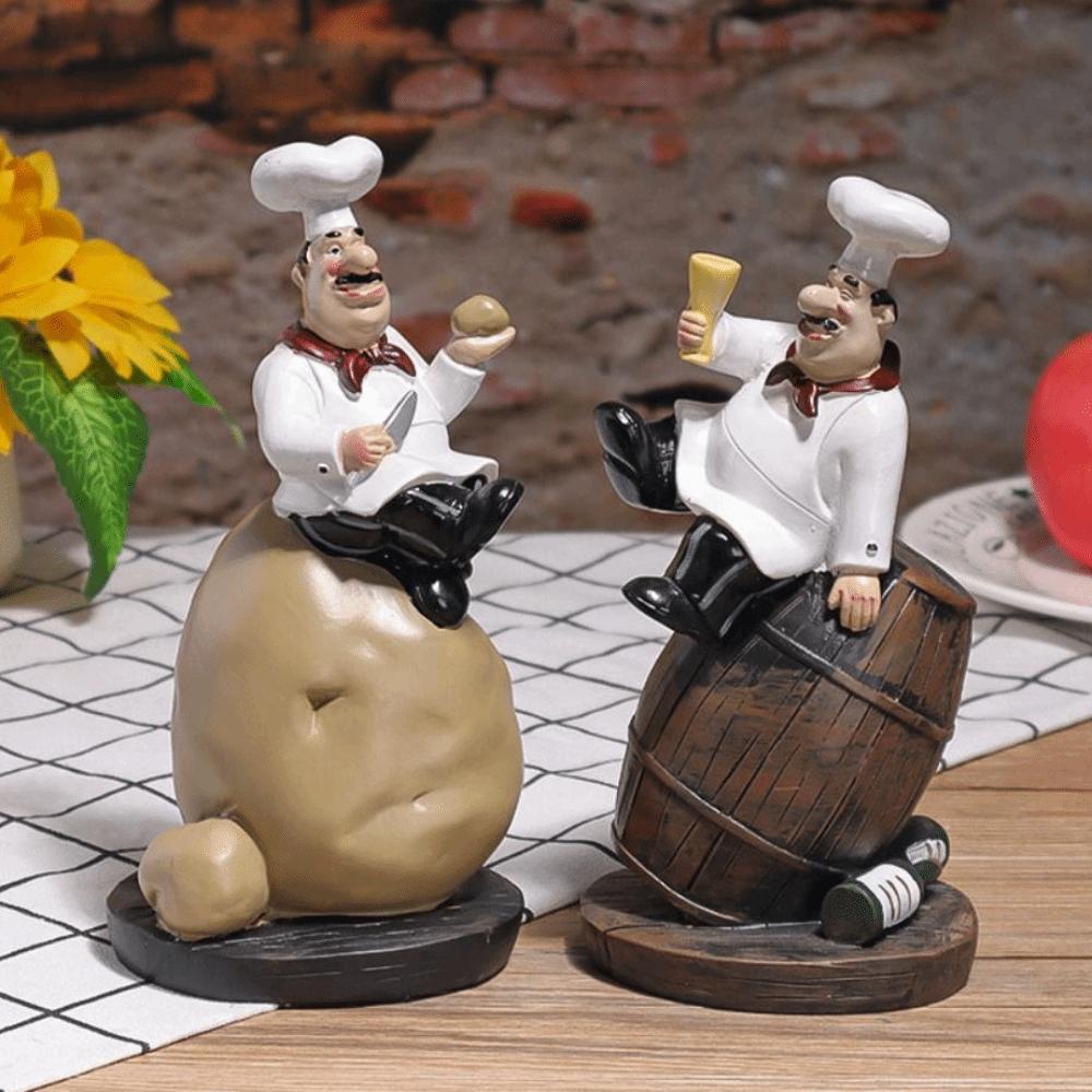 Handicraft Rustic Bakery Chef Resin Statue Simulated Kitchen Chef Figurine Balcony Garden Supplies