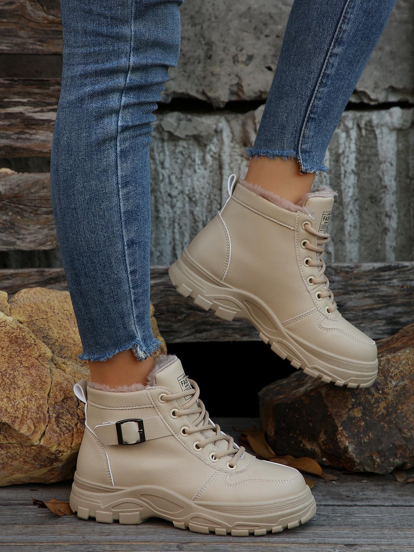 

Европейские женские модные ботильоны на шнуровке на толстой подошве с боковой молнией в классическом британском стиле, осень/зима 2024 36