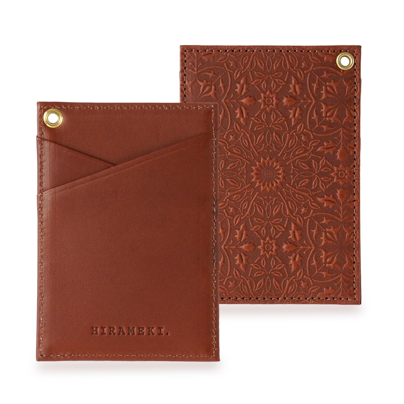 [HIRAMEKI.] Настоящая кожаная визитница/кардхолдер для мужчин и женщин, Morris Classic, Тонкая, С тиснением, Односторонняя, Легкая, Вмещает две карты, ID-карты,