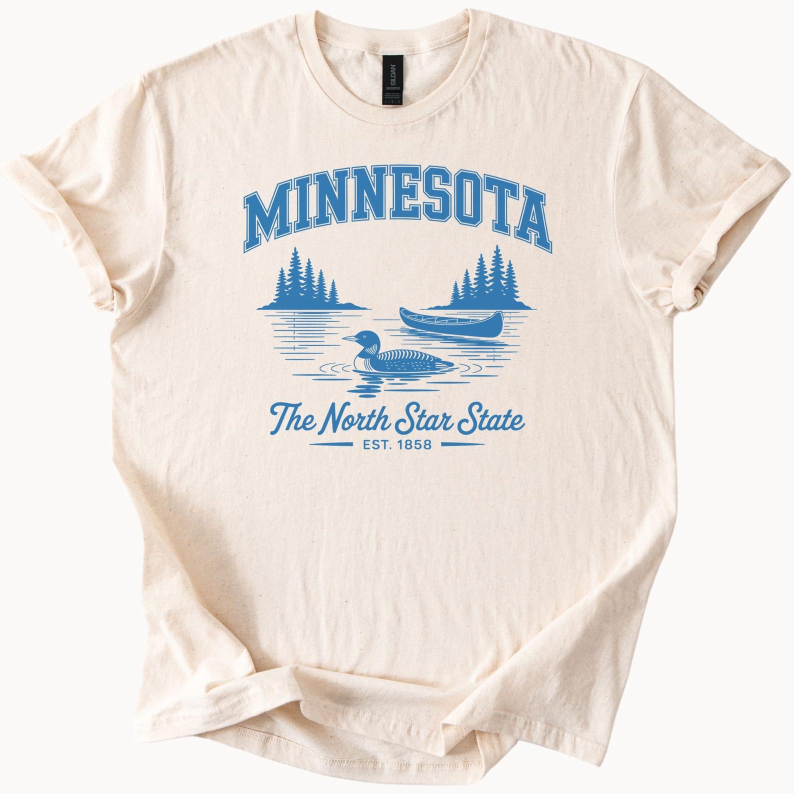 Minnesota Loon Canoe Lake Graphic Tee North Star State T-Shirt 140