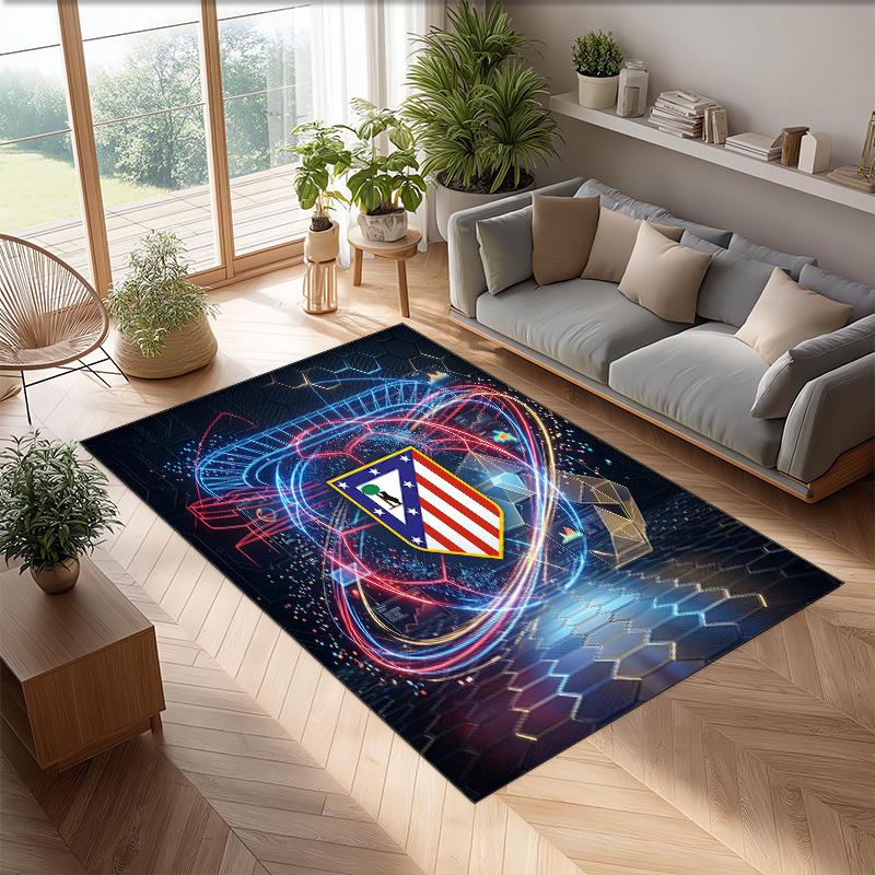 Atletico Madrid Printed Flannel Area Rug Non Slip Soft Polyester Floor Carpet Indoor Decor Mat for Bedroom Living Room Sofa Game Room Home Decoration