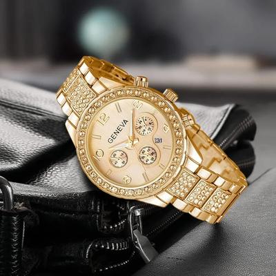 Fashion Unisex Diamond Watches Luxury Men and Women Calendar Quartz Clock Rose Gold Silver Stainless Steel Watch