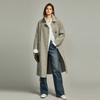 ELLE Solid Color Lapel Single-Breasted Mid-Length Long Sleeve Coat Women Coats Gray EN36131
