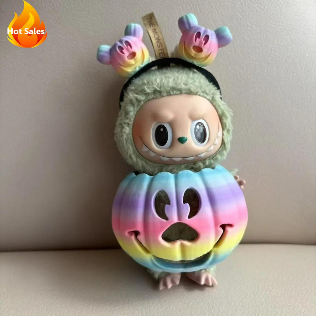 Clothes for Labubu Halloween Gradient Colorful Pumpkin Outfit Set for 1.0 3.0 Generation Figure Collectible Decor Labubu Cosplay