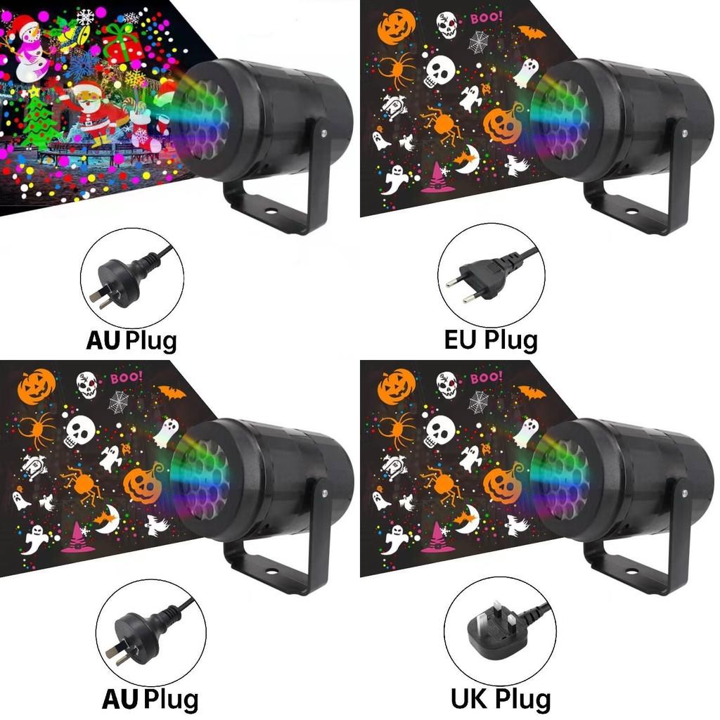Colorful Rotating Led Holiday Projector Light With 16 Snowflake Images For Festive Decor