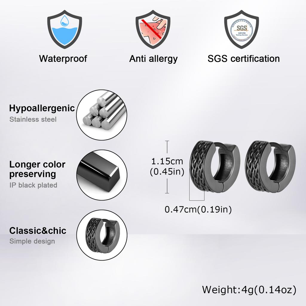 Pendientes de Aro Vikingos Punk para Hombres Niños, Huggies Impermeables de Acero Inoxidable con Nudo Celta, Regalos de Joyería Geniales Hip Hop